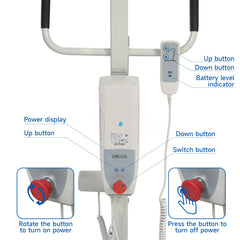 Electric Patient Lift, High-Capacity Rechargeable Battery, Low Base, 400 lb Weight Capacity with Adjustable Base and Sling, with Manual Lowering Device, Easy-Assembly, Battery-Powered