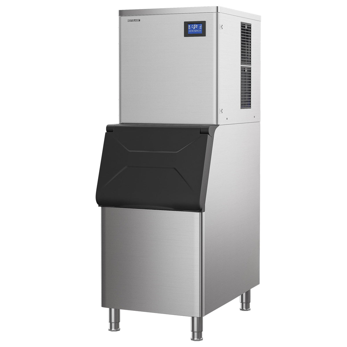 Restisland® Commercial Ice Maker Machine, 400 lbs /24 h, 330 lbs Storage Bin, Stainless Steel, Automatic Cleaning, Blu Ray, Perfect for Bar or Business, Includes Ice Shovel, Connection Hose