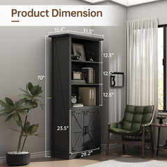 Bookcase Storage Cabinet, Floor Standing Storage Cabinet with Doors and Adjustable Shelves for Study, Living Room, Bedroom, Kitchen, 5 Shelf Bookshelf