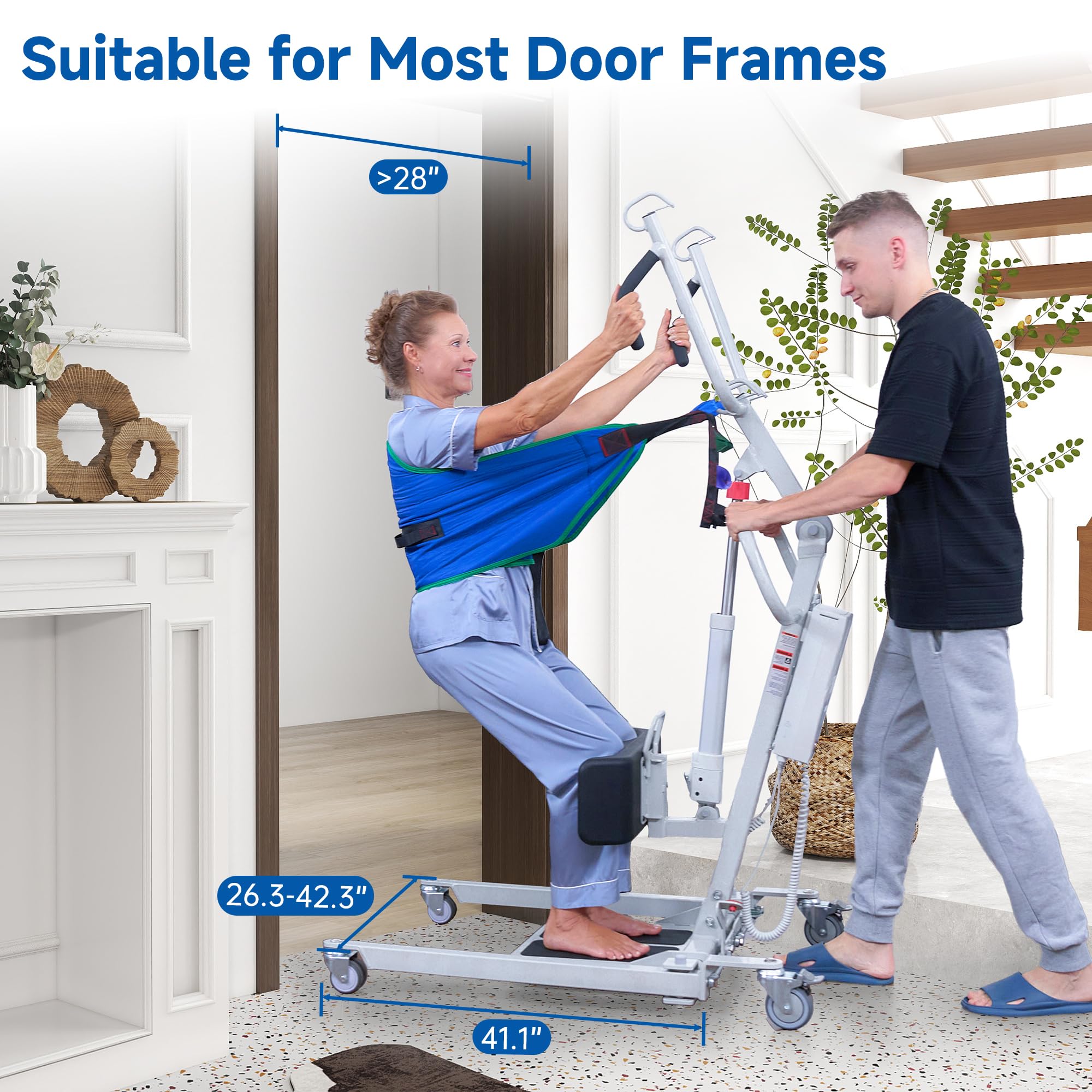 Stand Up Electric Patient Lift, Sit to Stand, Electric Power Patient Lift, Full Body Patient Transfer Lifter for Home Use and Facilities, 400 lb. Weight Capacity. Rechargeable Battery