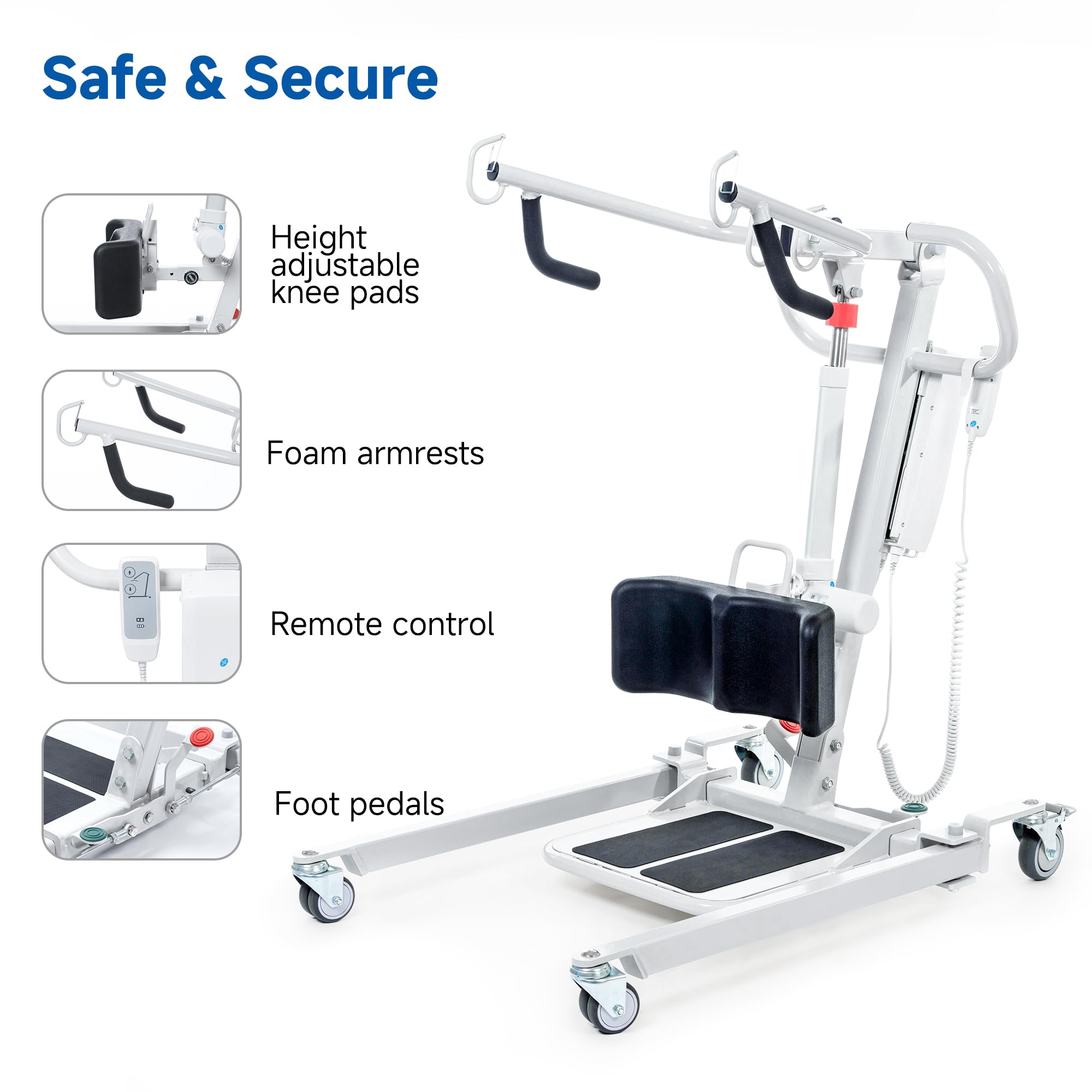 Stand Up Electric Patient Lift, Sit to Stand, Electric Power Patient Lift, Full Body Patient Transfer Lifter for Home Use and Facilities, 400 lb. Weight Capacity. Rechargeable Battery