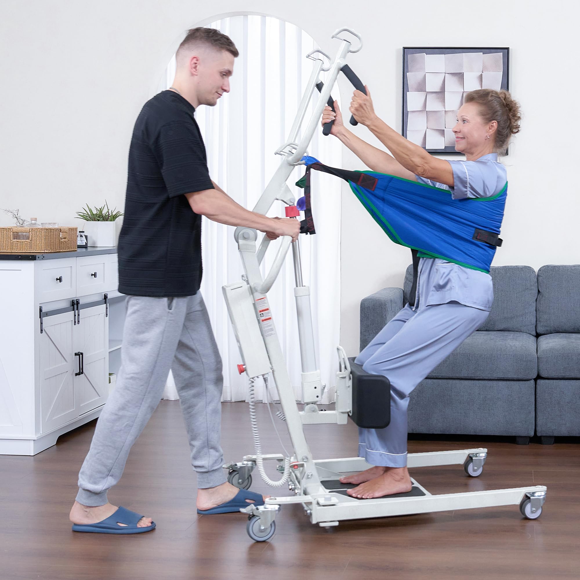 Stand Up Electric Patient Lift, Sit to Stand, Electric Power Patient Lift, Full Body Patient Transfer Lifter for Home Use and Facilities, 400 lb. Weight Capacity. Rechargeable Battery